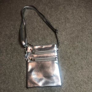 Silver double Zip Crossbody